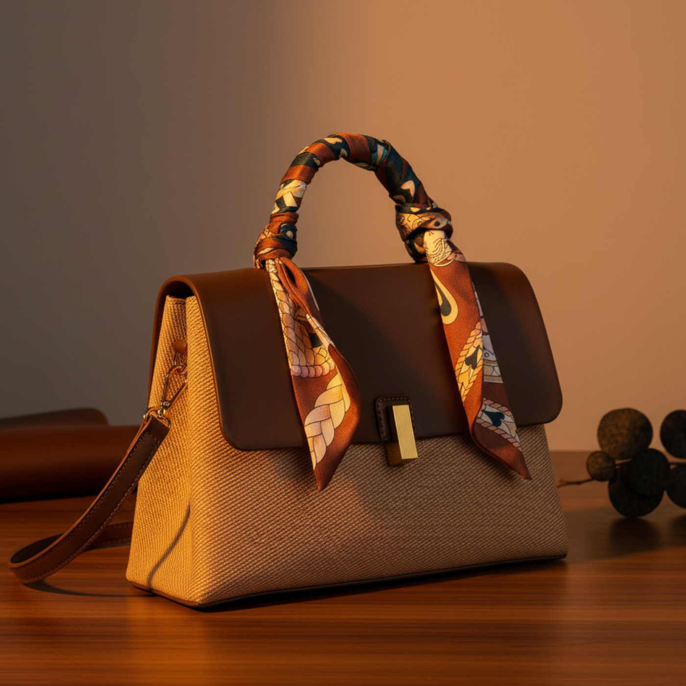 ADORO Dark Brown Raffia Scarf Satchel – Editorial