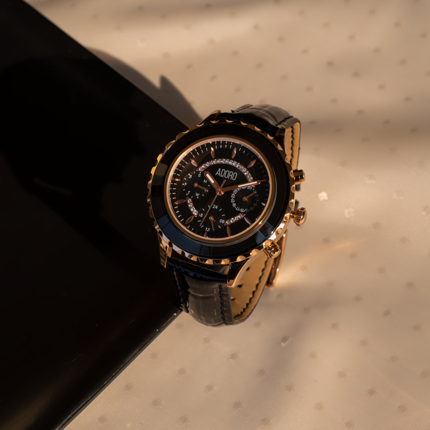 Radiance Chrono Leather Strap Watch