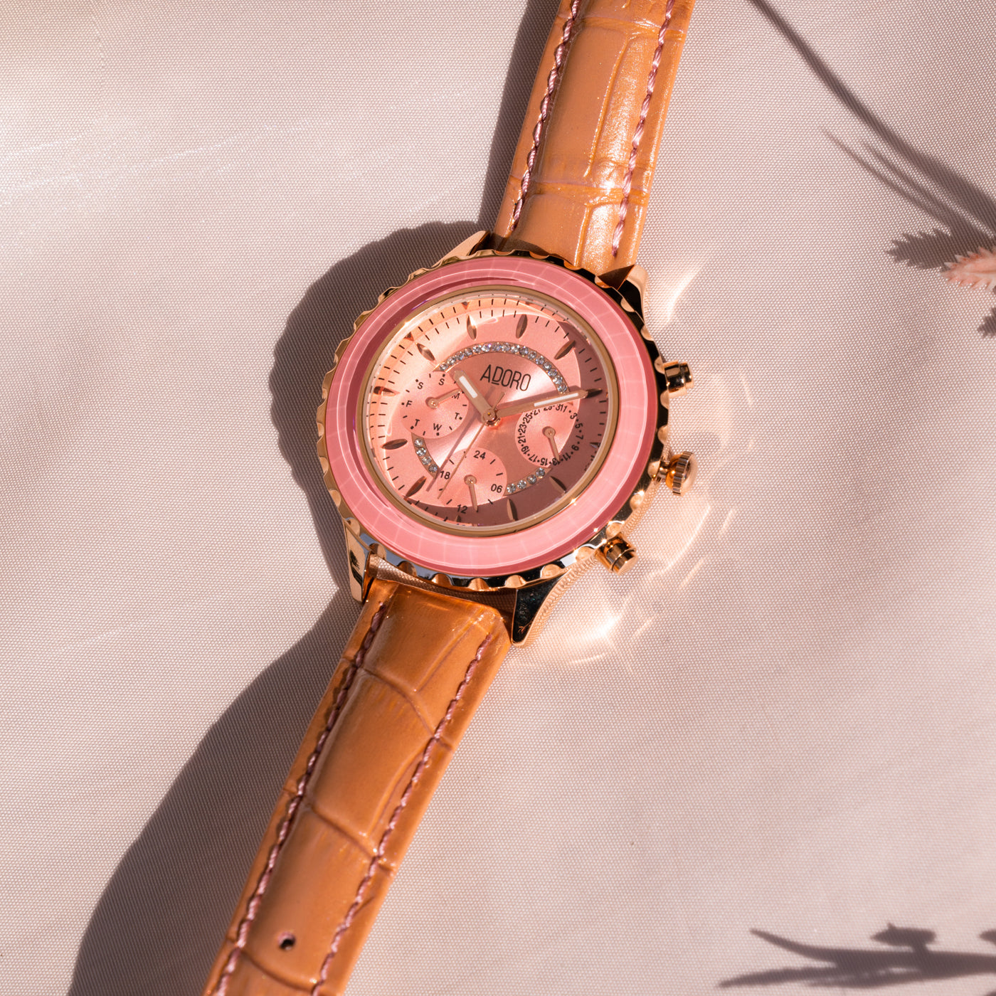 Radiance Chrono Leather Strap Watch