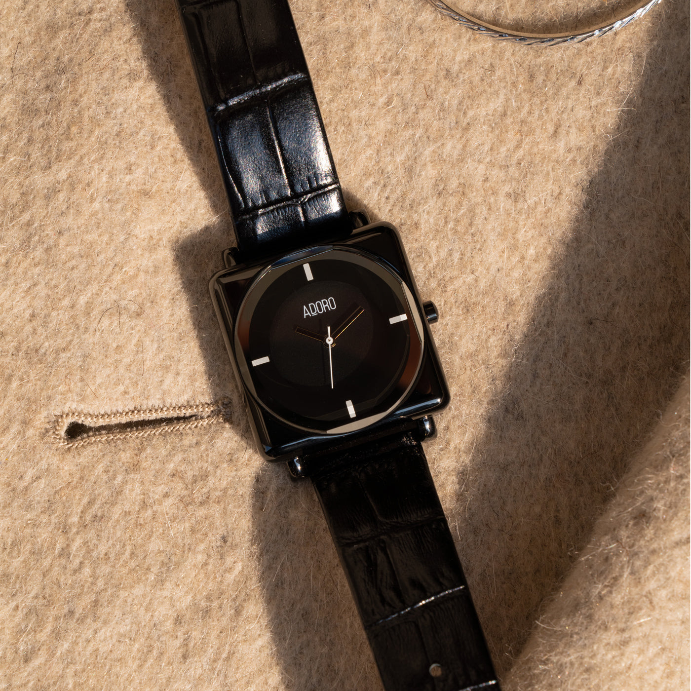 Square Marble Leather Watch