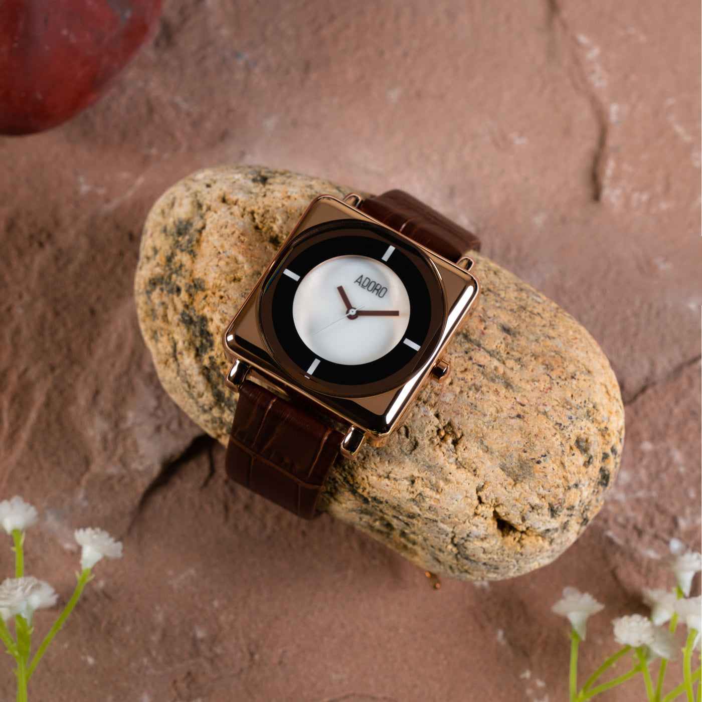 Square Marble Leather Watch