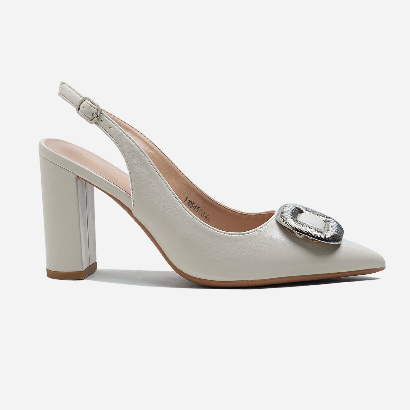 Pearl Buckle Block Heel