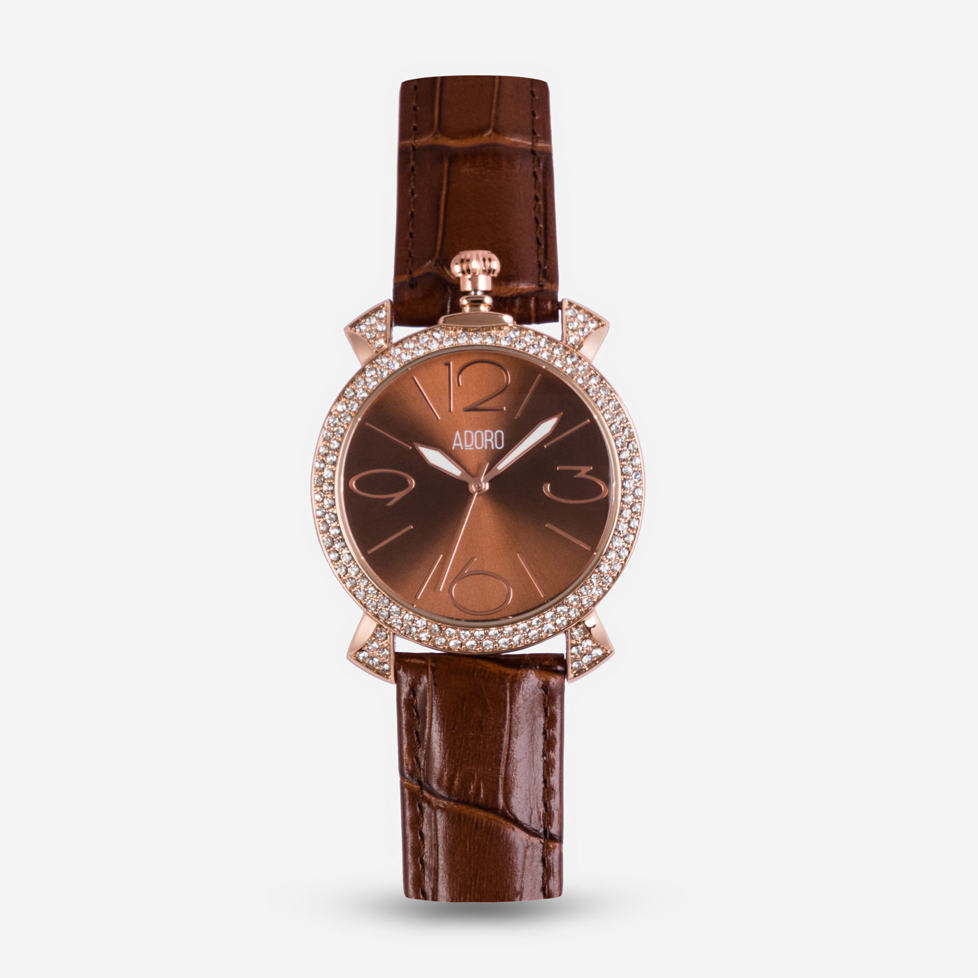 Luxe Glimmer Leather Strap Watch