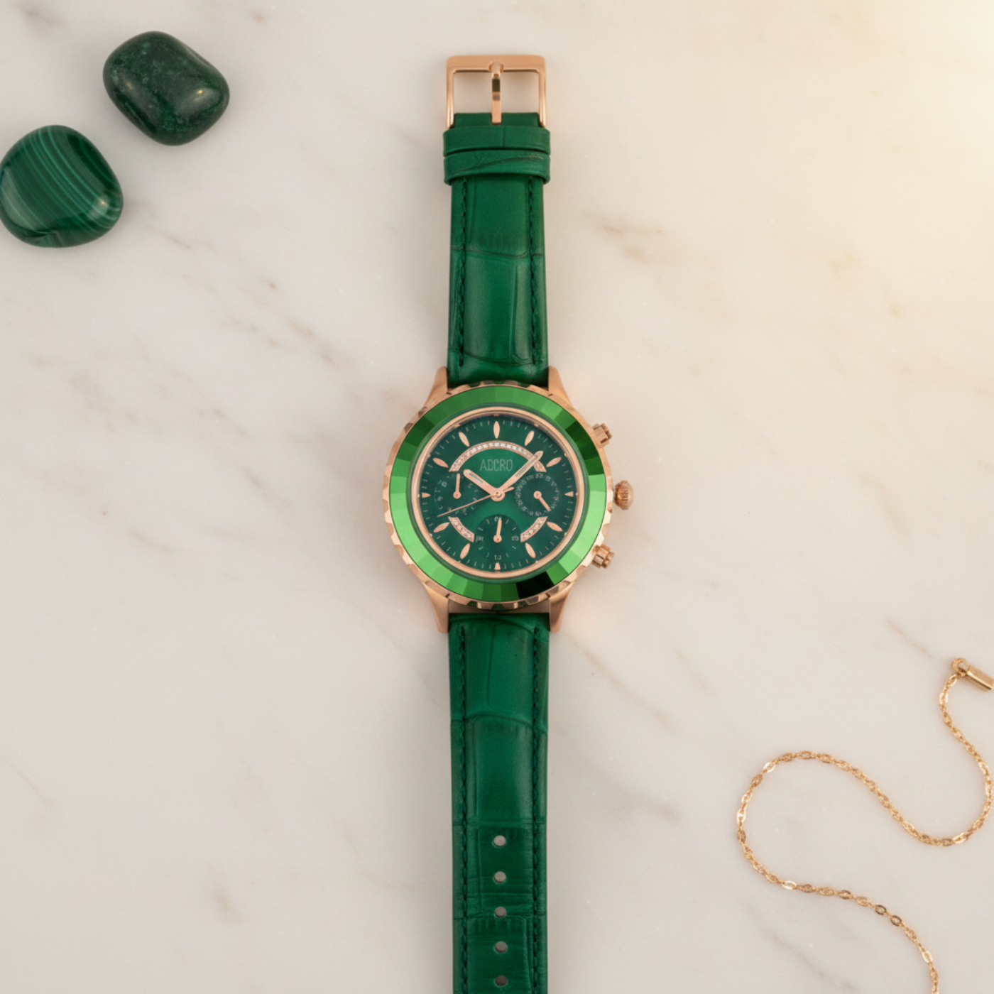 Radiance Chrono Leather Strap Watch