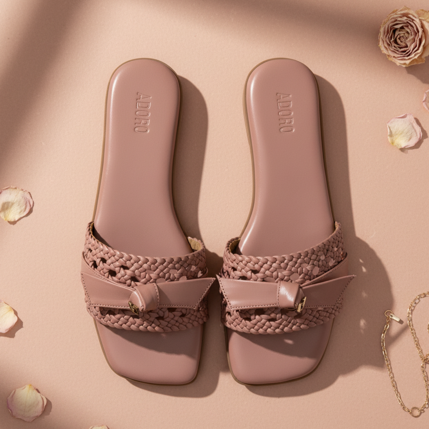 ADORO Dusty Pink Braided Slides – Editorial