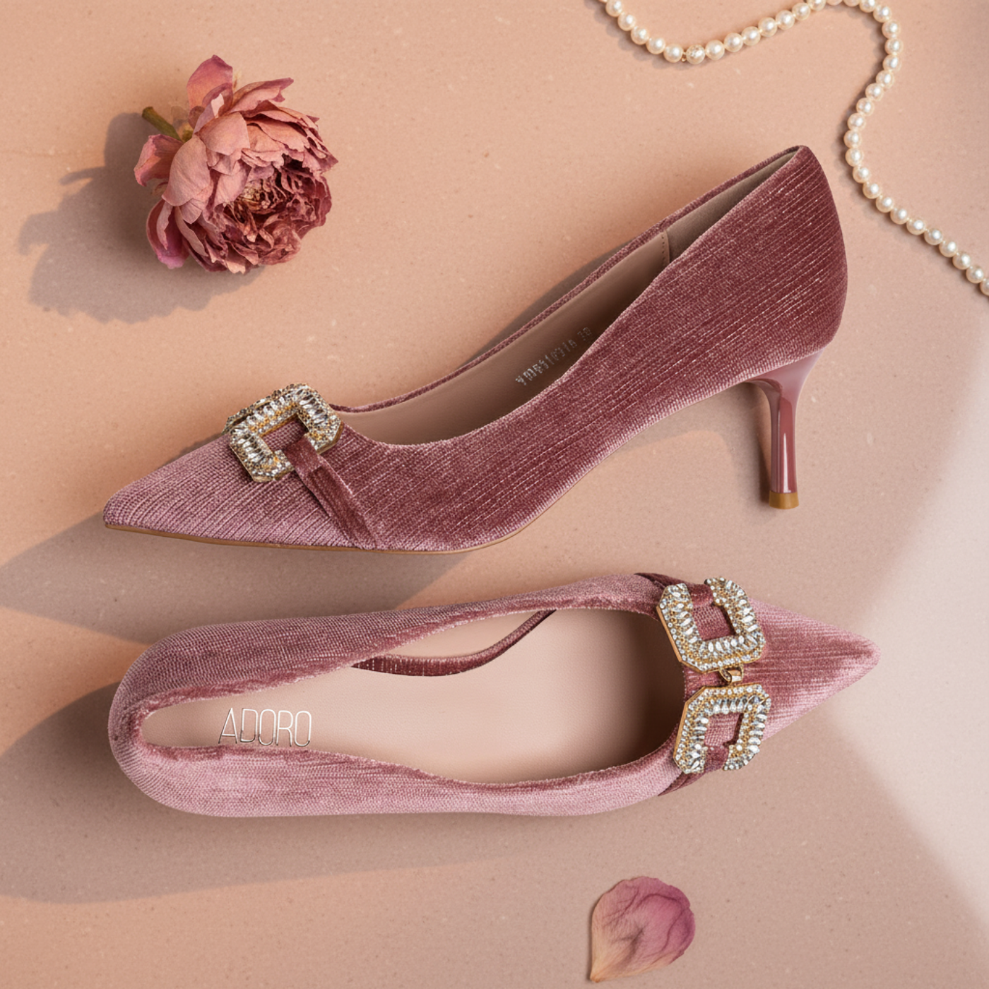 ADORO Dusty Rose Velvet Kitten Heels – Editorial