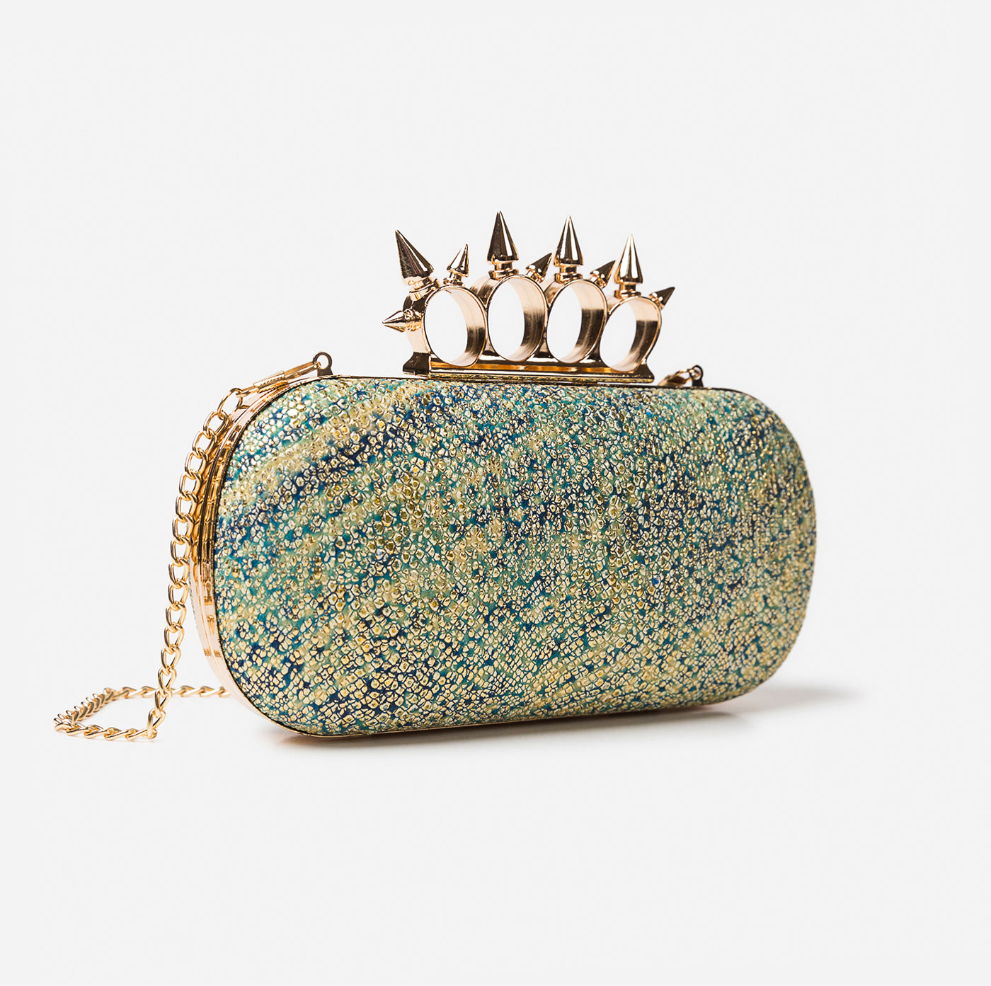 Gold sparkly shop clutch bag